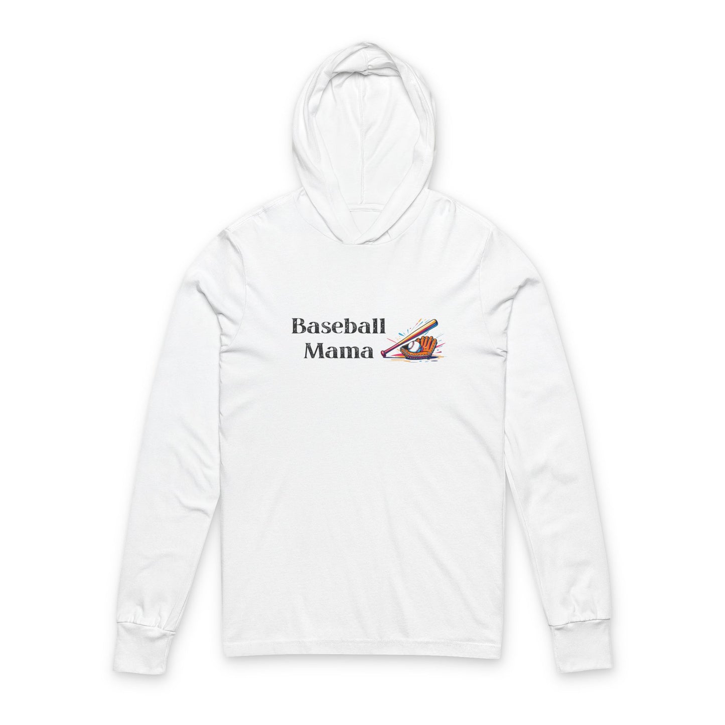 Baseball Mama Hooded Long Sleeve Tee, Gift for Baseball Moms, Sports Apparel, Warm Layer, Spring Outfit, Mother's Day Gift