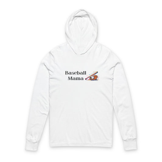 Baseball Mama Hooded Long Sleeve Tee, Gift for Baseball Moms, Sports Apparel, Warm Layer, Spring Outfit, Mother's Day Gift