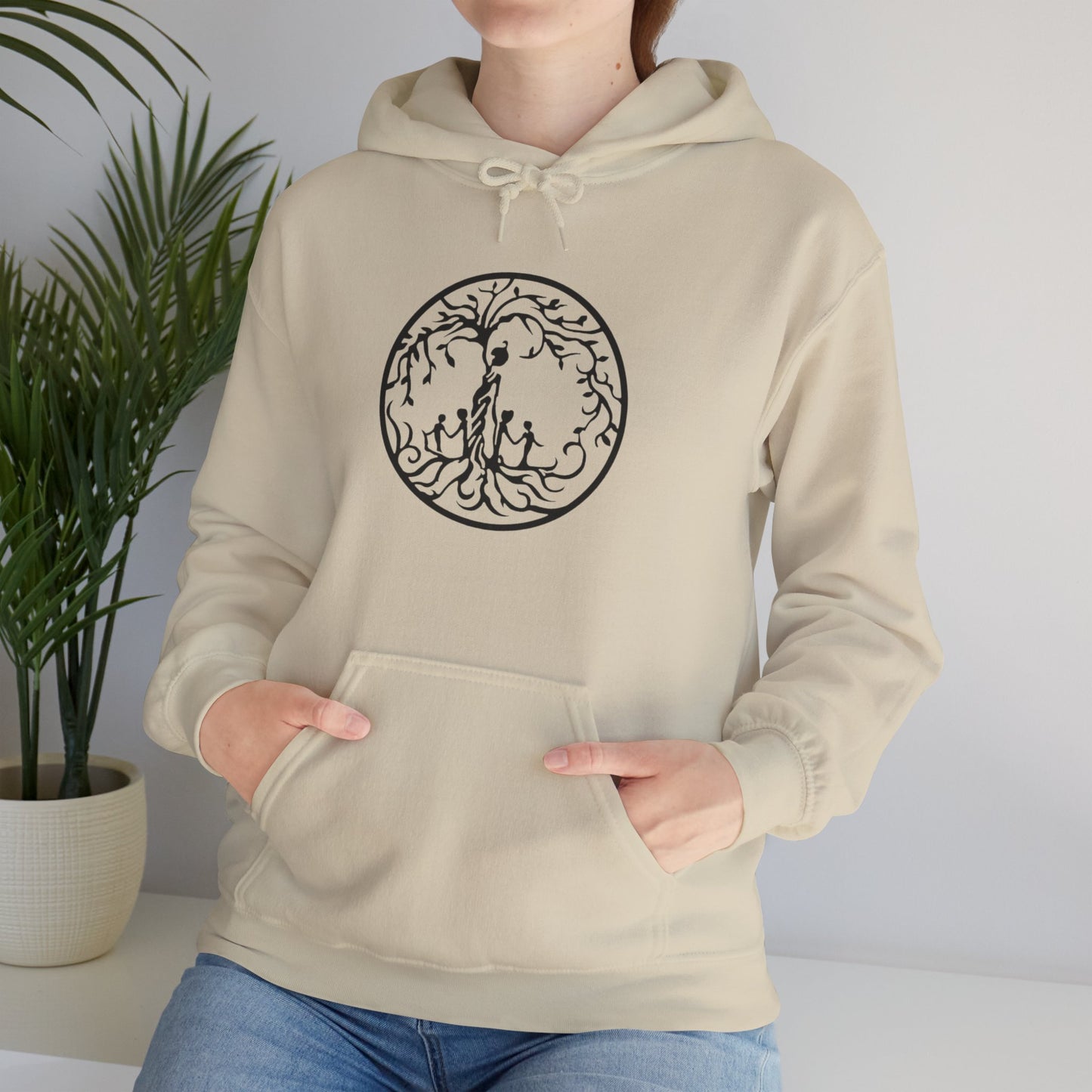 Tree of Life Four Children Hoodie, Cozy Sweatshirt for Animal Lovers, Gift for Birthdays, Holidays, Nature Lovers Apparel
