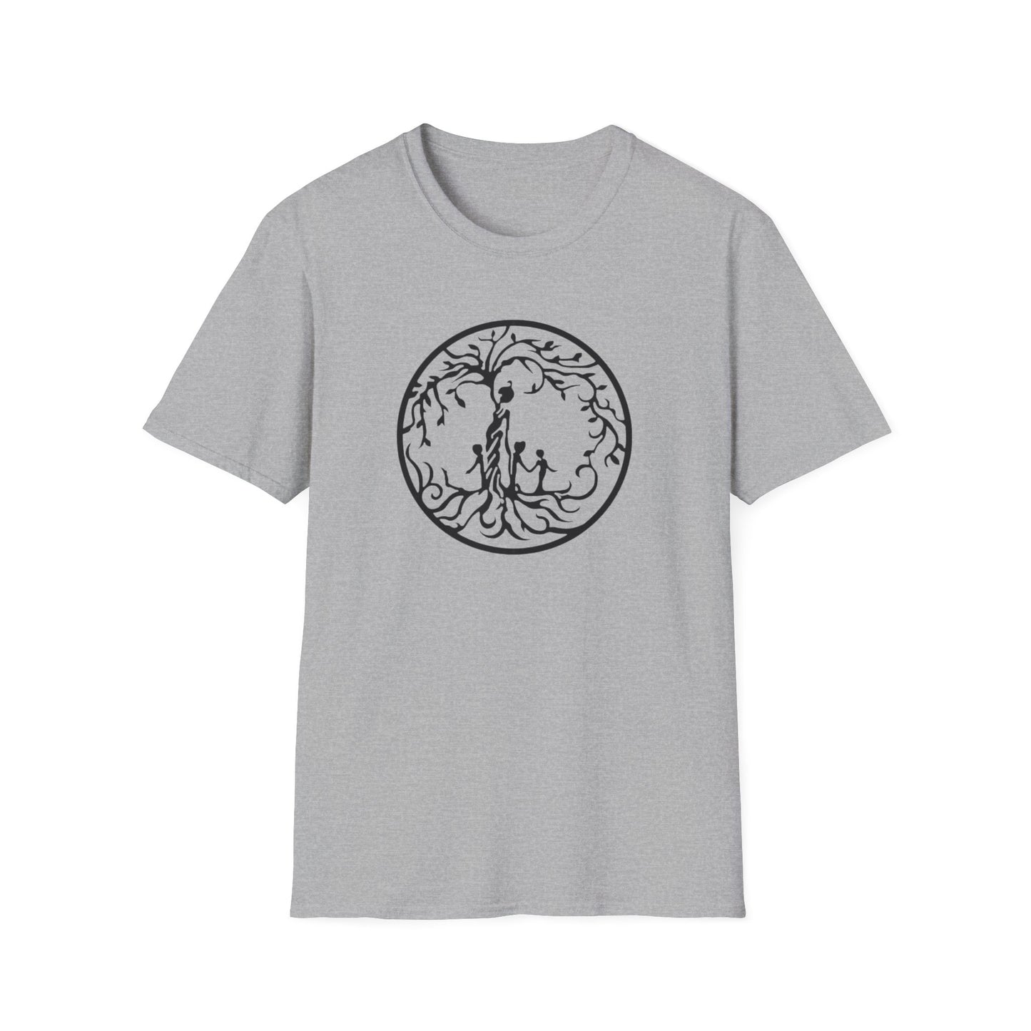 Tree of Life Three Children Unisex Softstyle T-Shirt, Eco-Friendly Gift, Casual Wear, Tree Design Tee, Unique Graphic Shirt