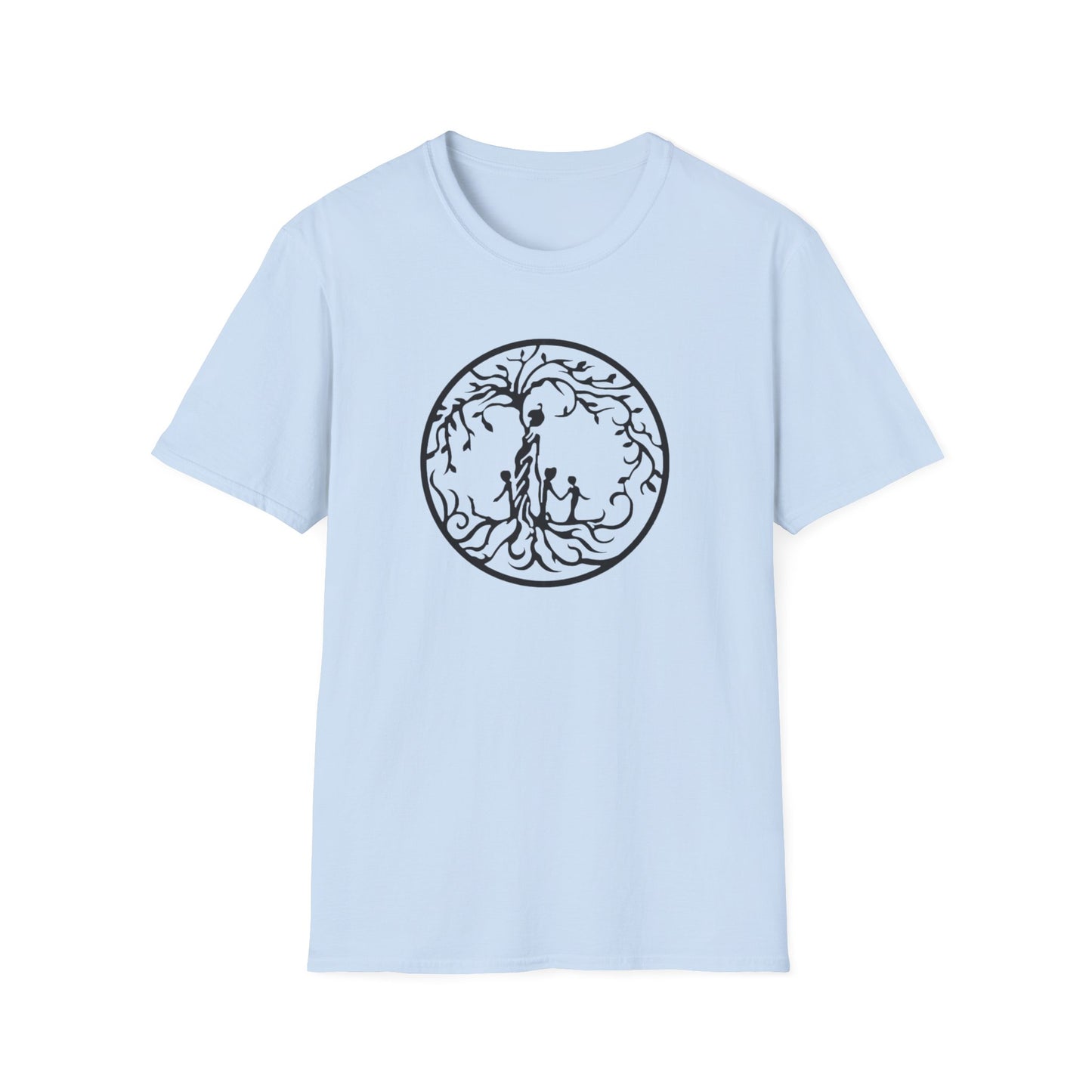 Tree of Life Three Children Unisex Softstyle T-Shirt, Eco-Friendly Gift, Casual Wear, Tree Design Tee, Unique Graphic Shirt