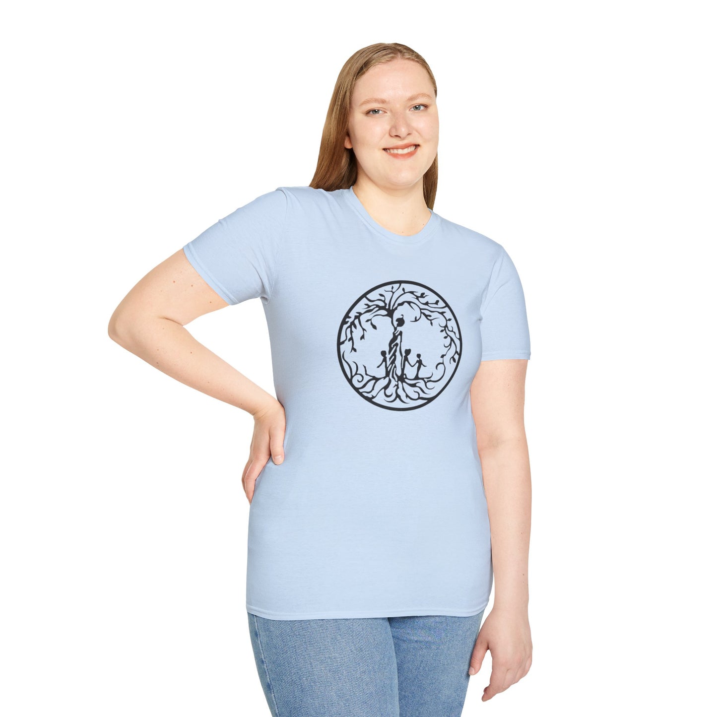 Tree of Life Three Children Unisex Softstyle T-Shirt, Eco-Friendly Gift, Casual Wear, Tree Design Tee, Unique Graphic Shirt