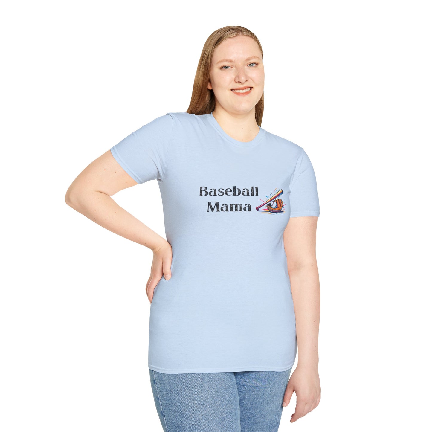 Baseball Mama Unisex Softstyle T-Shirt, Perfect for Game Day, Sports Fan Gift, Mother's Day, Casual Wear, Baseball Enthusiasts