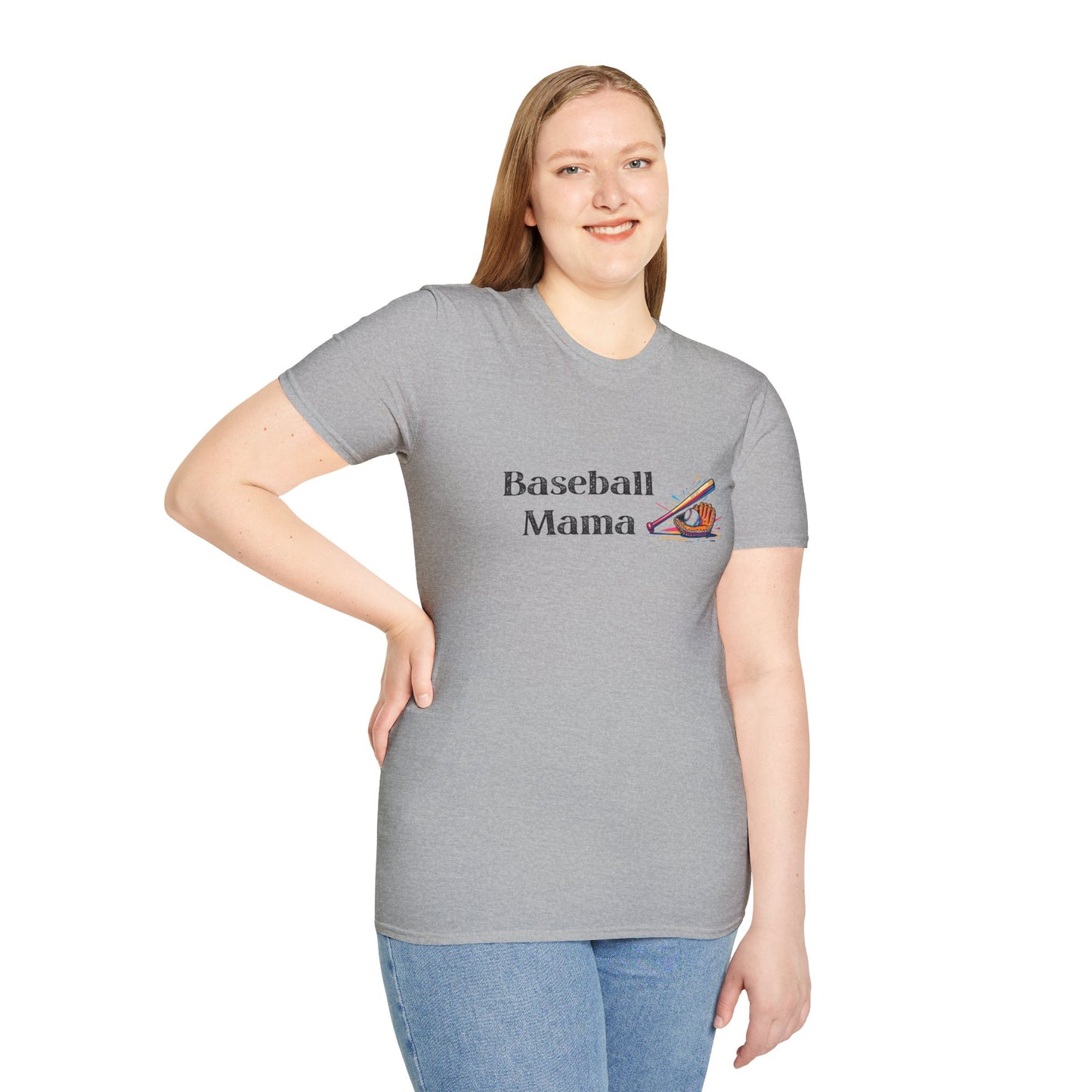Baseball Mama Unisex Softstyle T-Shirt, Perfect for Game Day, Sports Fan Gift, Mother's Day, Casual Wear, Baseball Enthusiasts