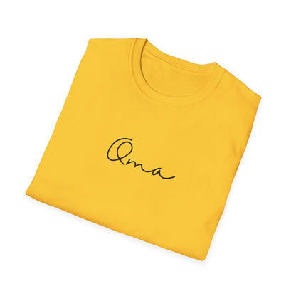 'Oma' Unisex Softstyle T-Shirt, Gift for Grandmother, Mother's Day Tee, Casual Wear, Family Reunion, Everyday Comfort