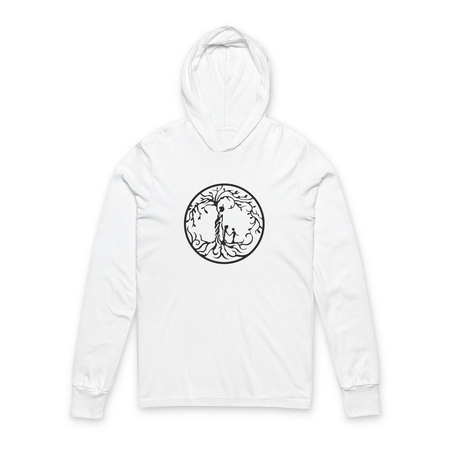 Tree of Life Two Children Design Hooded Long Sleeve Tee - Perfect for Outdoor Enthusiasts, Gifts, Casual Wear, Nature Lovers, Cozy Style