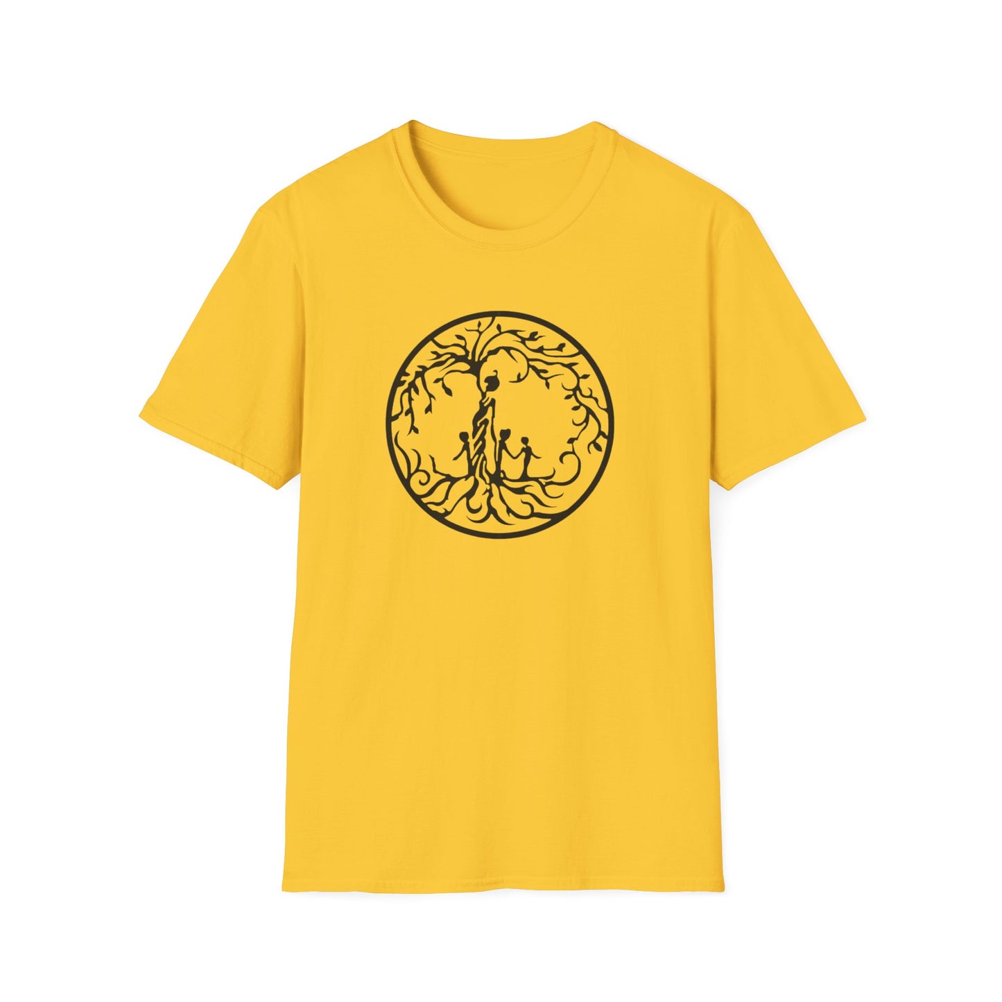 Tree of Life Three Children Unisex Softstyle T-Shirt, Eco-Friendly Gift, Casual Wear, Tree Design Tee, Unique Graphic Shirt