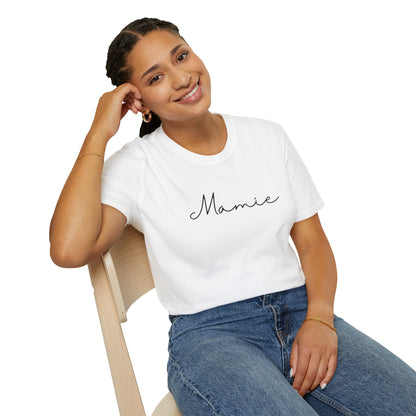 Mamie Unisex Softstyle T-Shirt, Mother's Day Gift, Custom Family T-Shirt, Casual Wear, Birthday Surprise, Comfortable Apparel