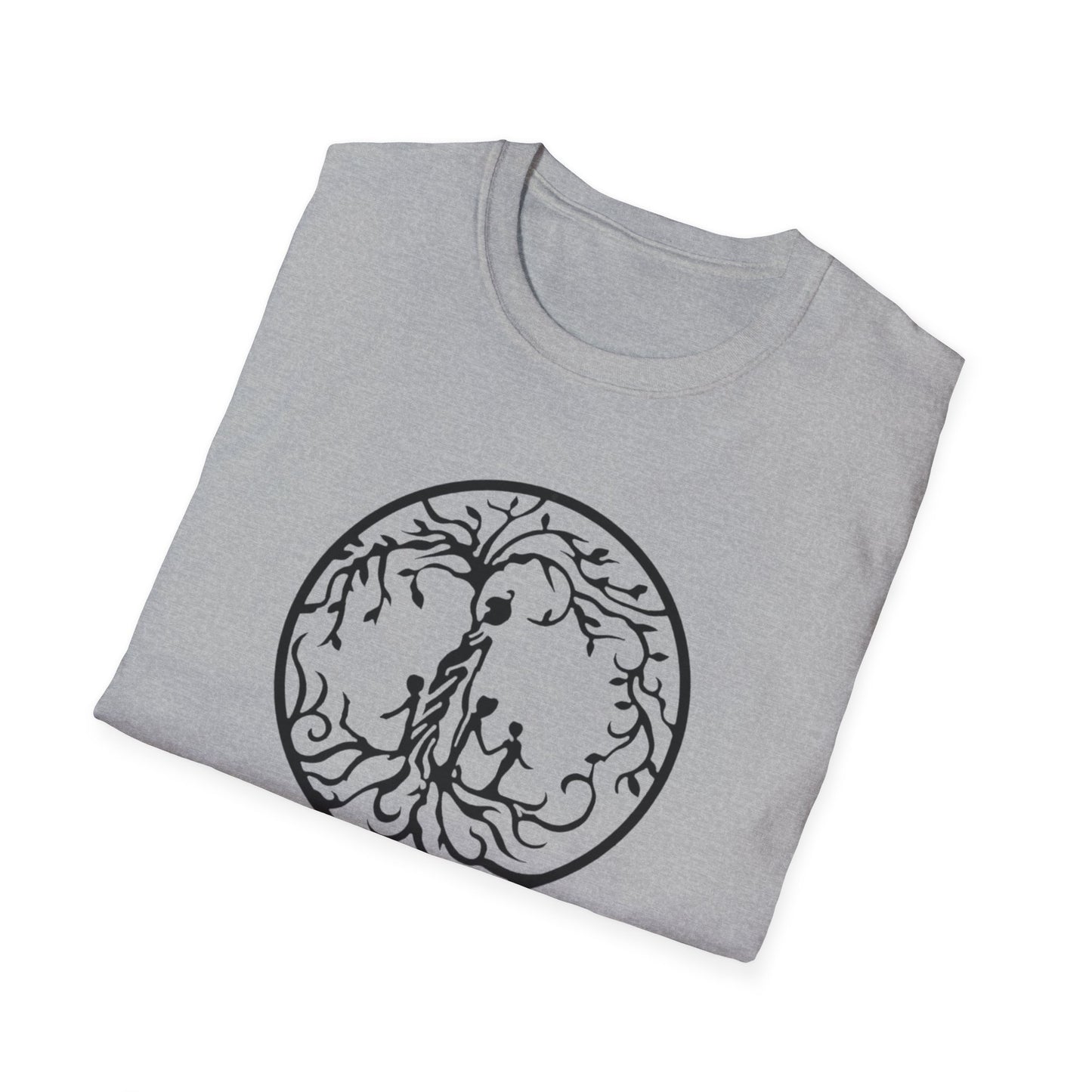 Tree of Life Three Children Unisex Softstyle T-Shirt, Eco-Friendly Gift, Casual Wear, Tree Design Tee, Unique Graphic Shirt