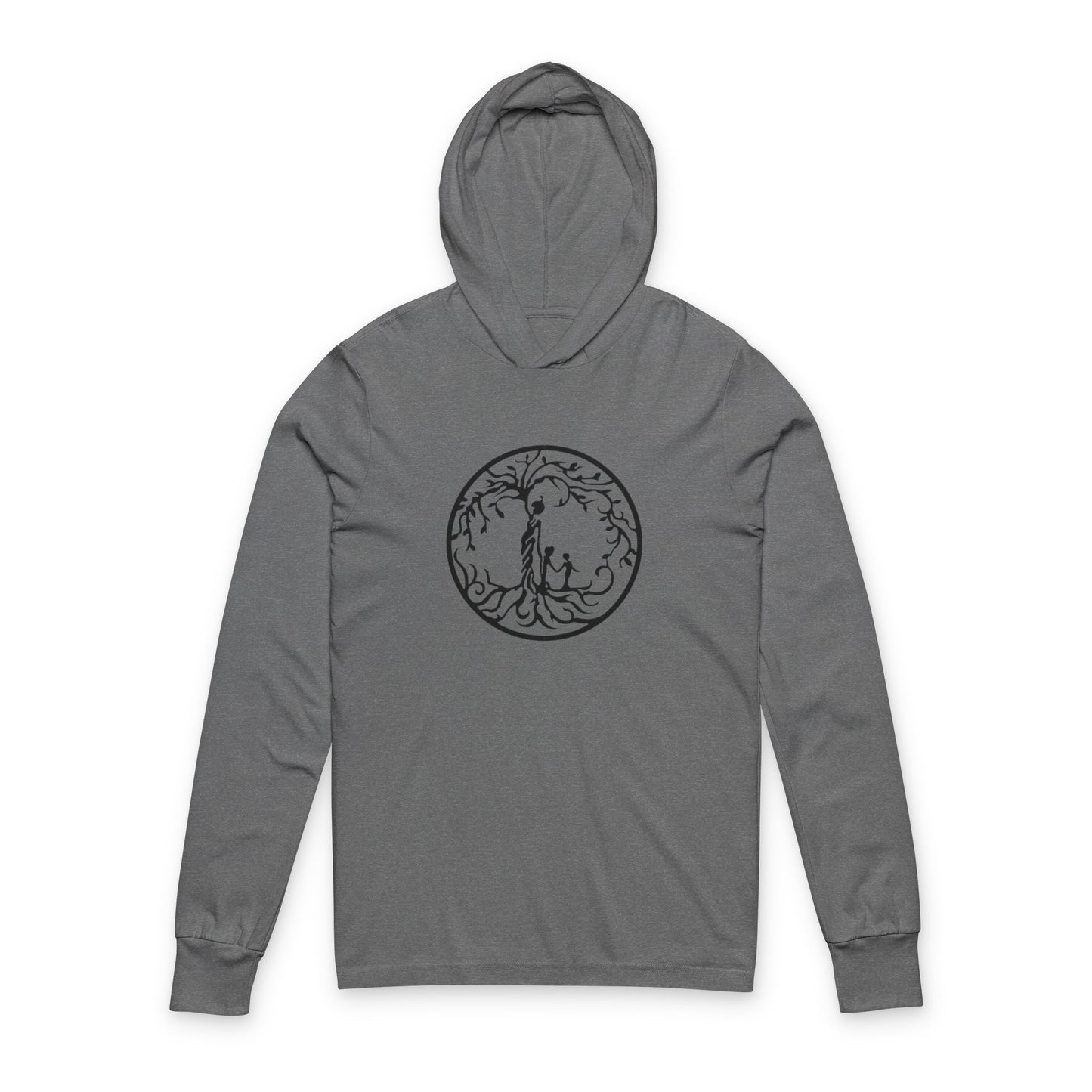 Tree of Life Two Children Design Hooded Long Sleeve Tee - Perfect for Outdoor Enthusiasts, Gifts, Casual Wear, Nature Lovers, Cozy Style