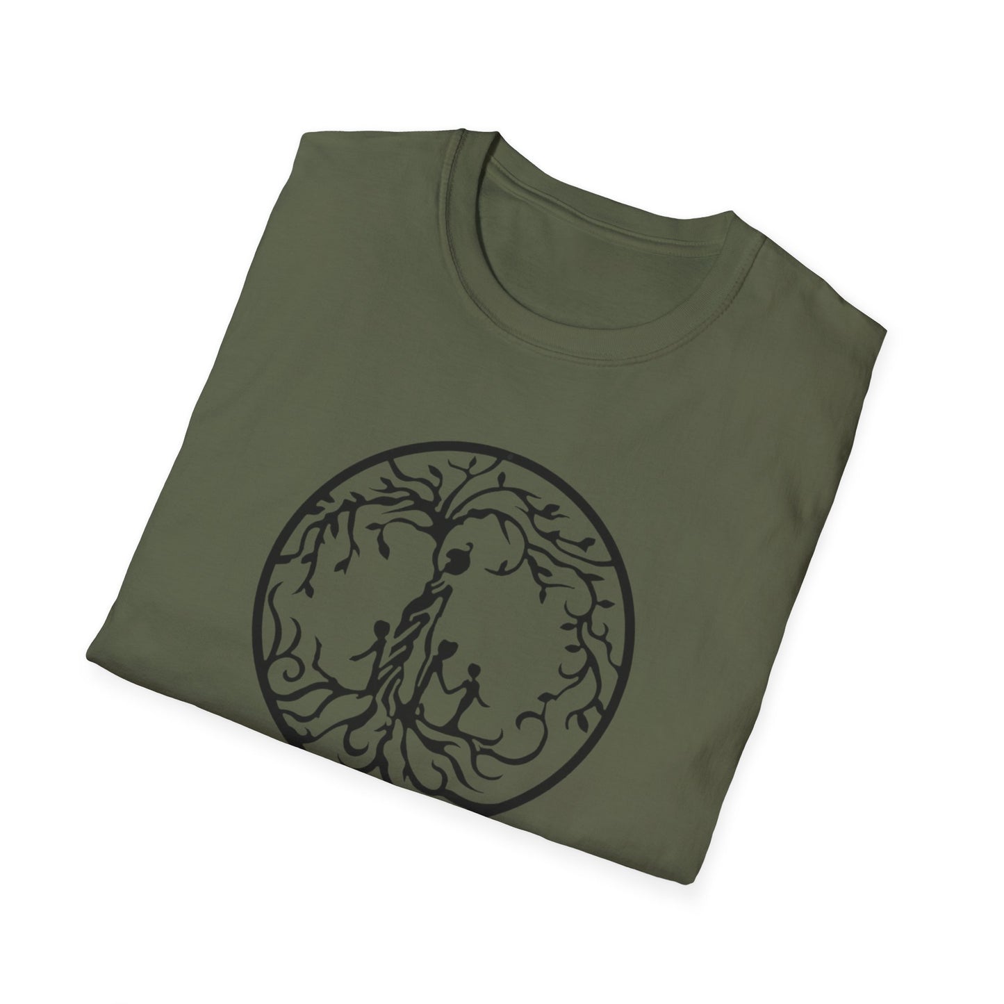 Tree of Life Three Children Unisex Softstyle T-Shirt, Eco-Friendly Gift, Casual Wear, Tree Design Tee, Unique Graphic Shirt