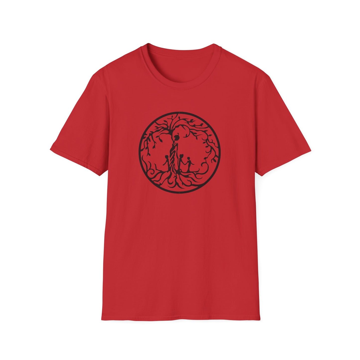 Tree of Life Three Children Unisex Softstyle T-Shirt, Eco-Friendly Gift, Casual Wear, Tree Design Tee, Unique Graphic Shirt
