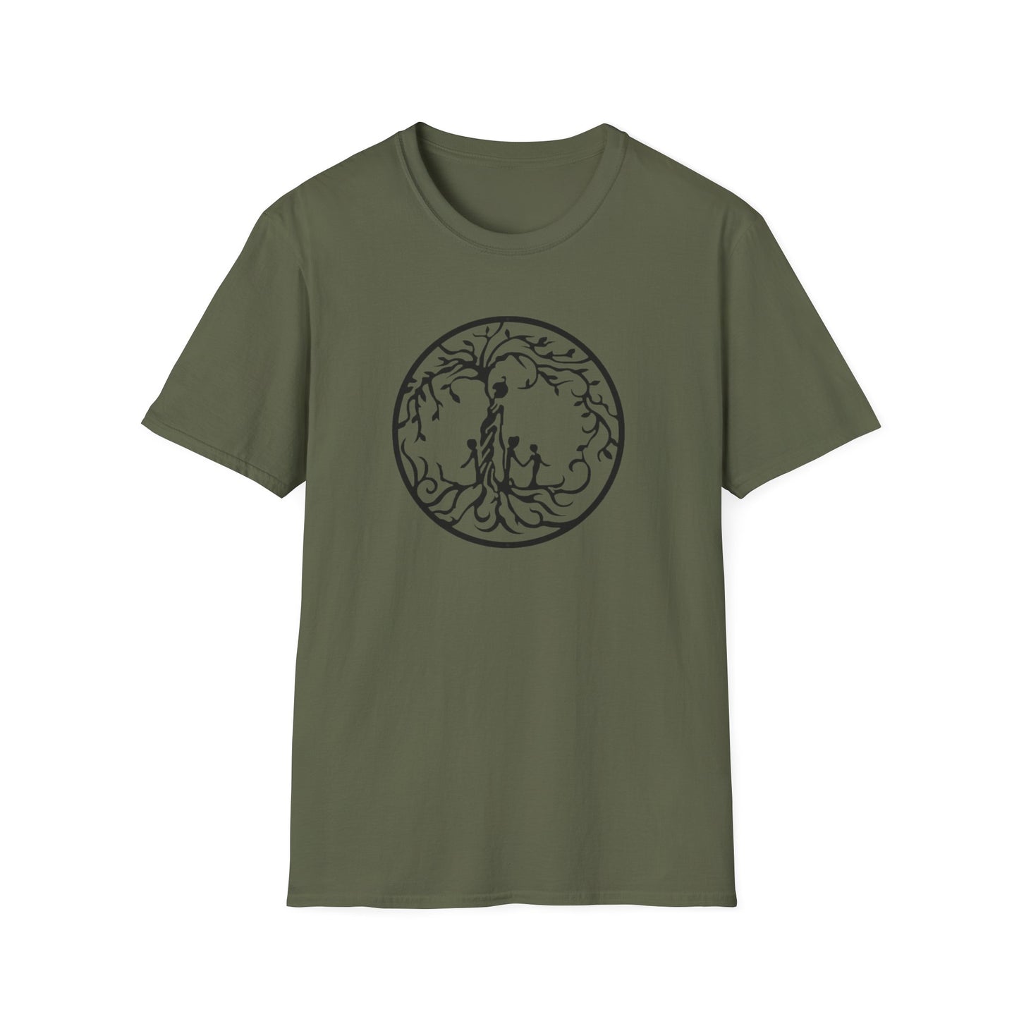 Tree of Life Three Children Unisex Softstyle T-Shirt, Eco-Friendly Gift, Casual Wear, Tree Design Tee, Unique Graphic Shirt